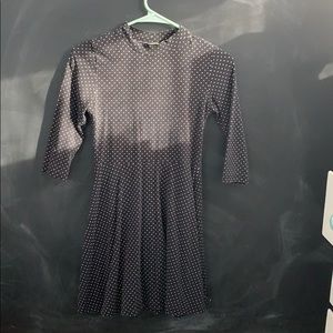 High Neck Long Sleeve Polka Dot Dress